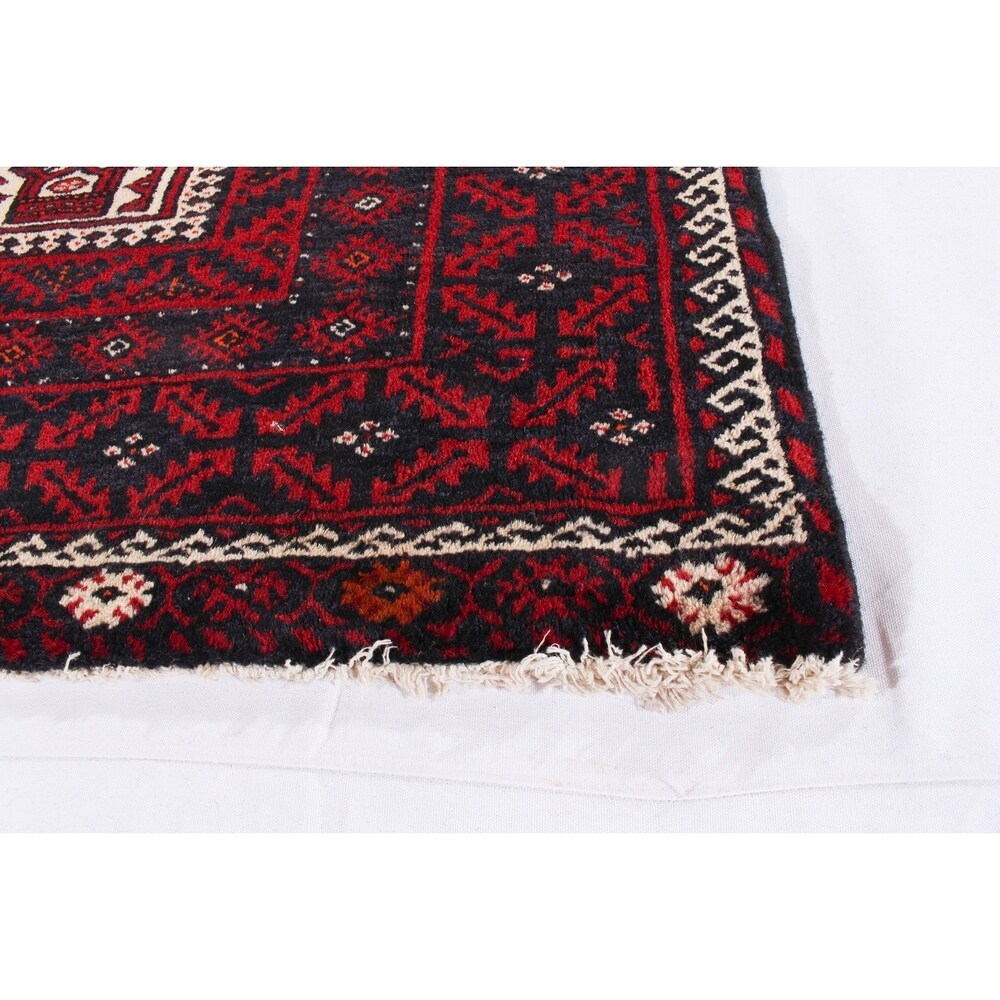 eCarpetGallery Hand-knotted Finest Baluch Cream, Red Wool Rug - 3'5 x 6'11