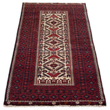 eCarpetGallery Hand-knotted Finest Baluch Cream, Red Wool Rug - 3'5 x 6'11