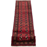 eCarpetGallery Hand-knotted Finest Baluch Red Wool Rug - 2'3 x 12'2