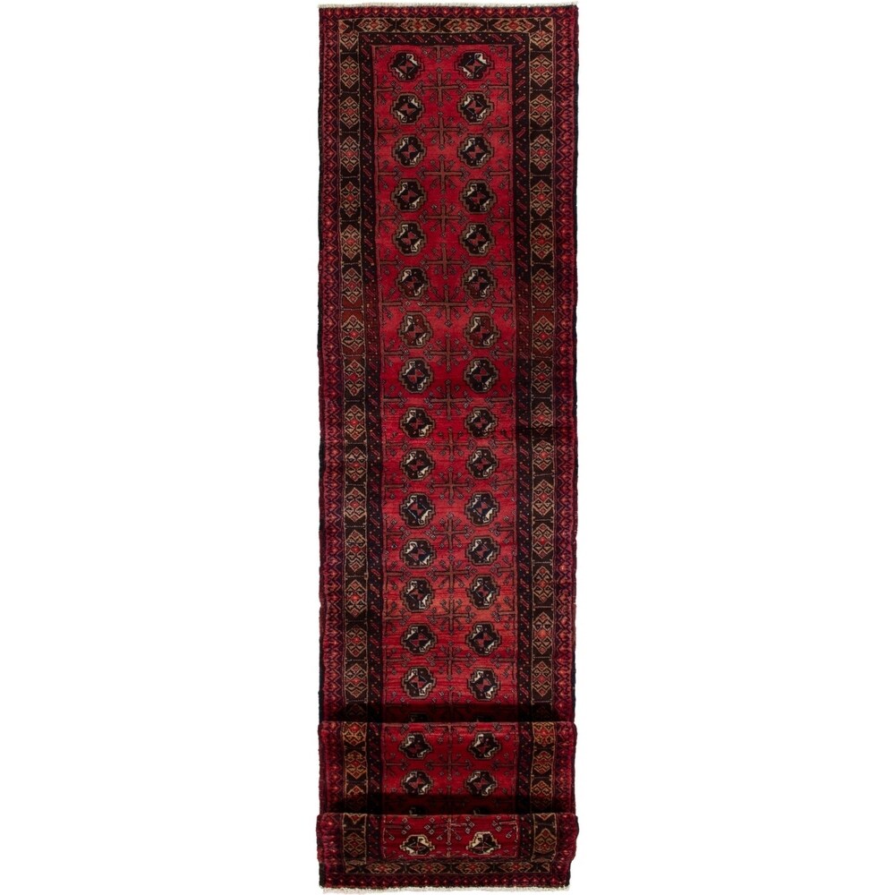 eCarpetGallery Hand-knotted Finest Baluch Red Wool Rug - 2'3 x 12'2