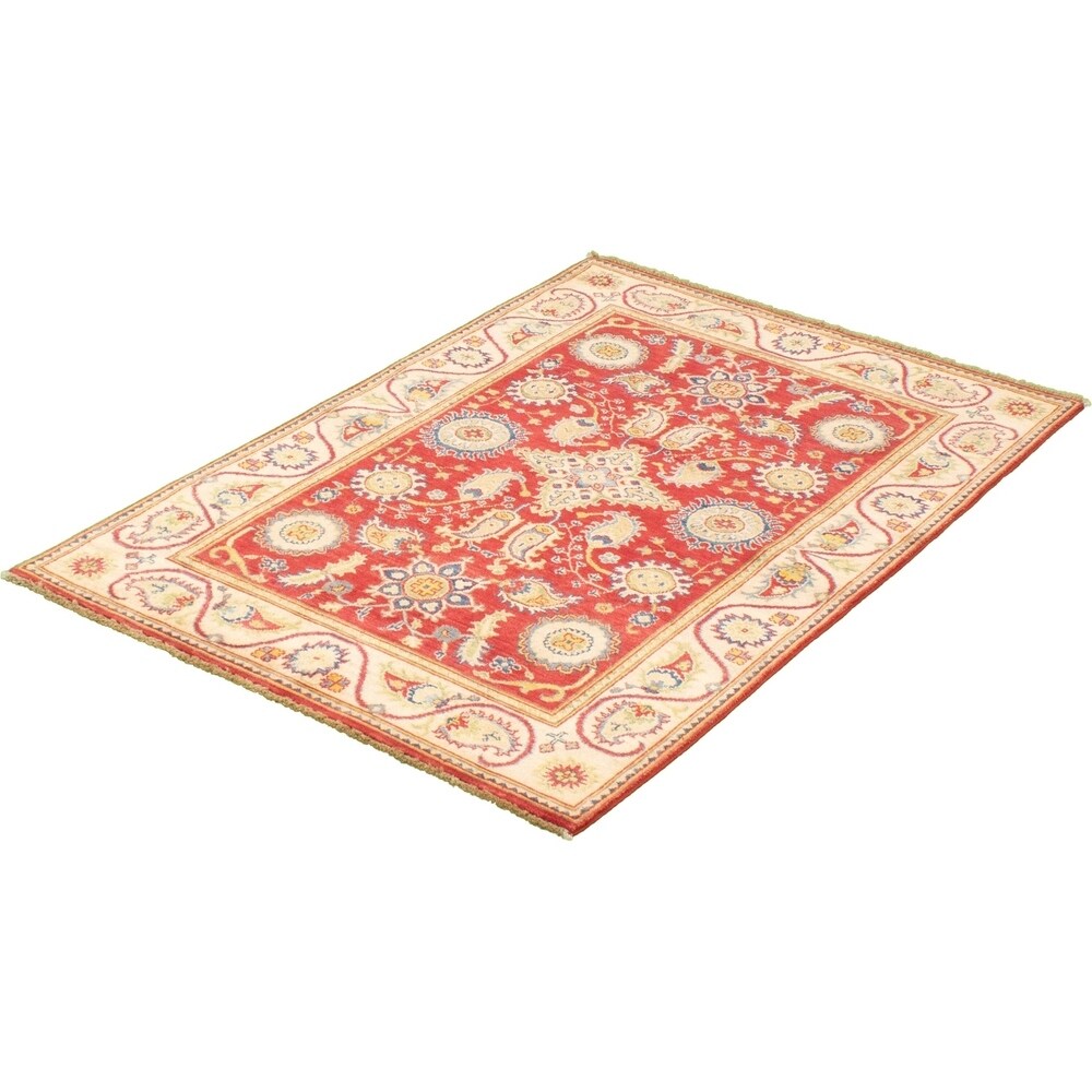 Hand-knotted Finest Gazni Red Wool Rug - 3'11" x 6'0"/3'11 x 6'0