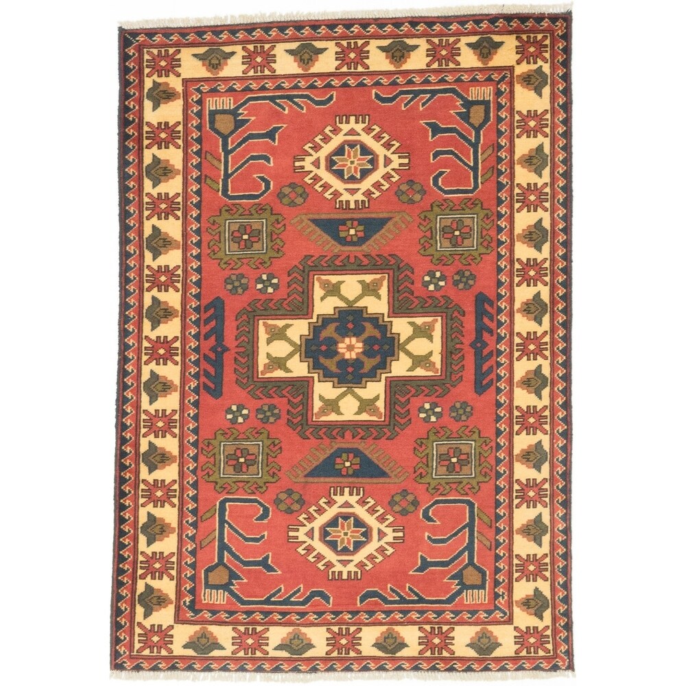 eCarpetGallery Hand-knotted Finest Kargahi Dark Orange Wool Rug - 3'5 x 4'9