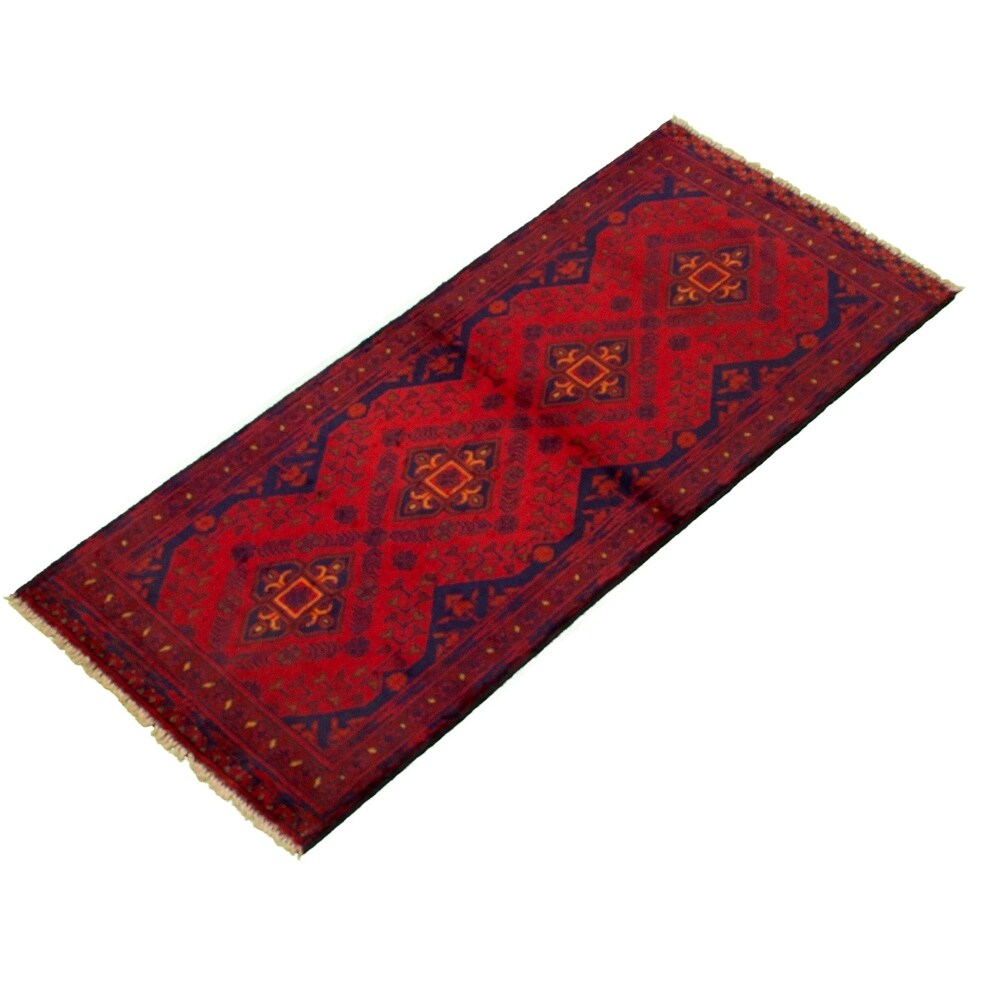 Hand-knotted Finest Khal Mohammadi Red Wool Rug - 2'6 x 6'3/2'6" x 6'3" Runner