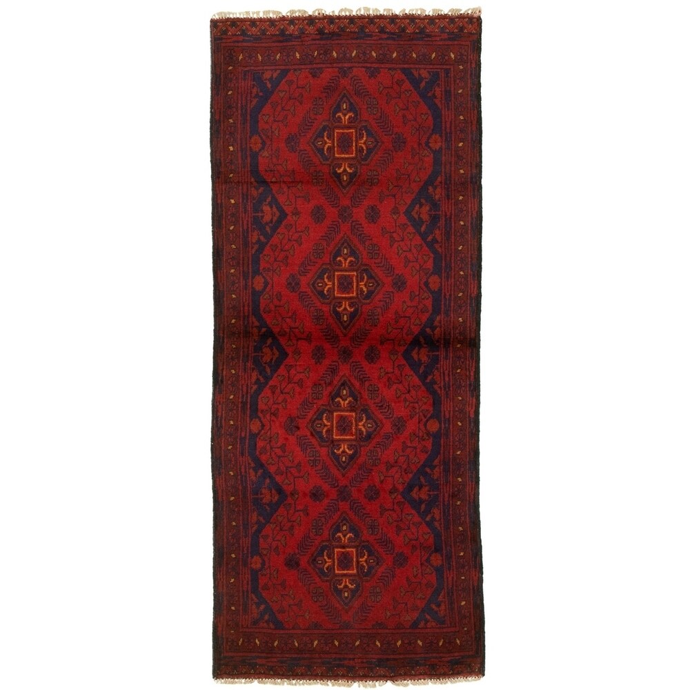 Hand-knotted Finest Khal Mohammadi Red Wool Rug - 2'6 x 6'3/2'6" x 6'3" Runner