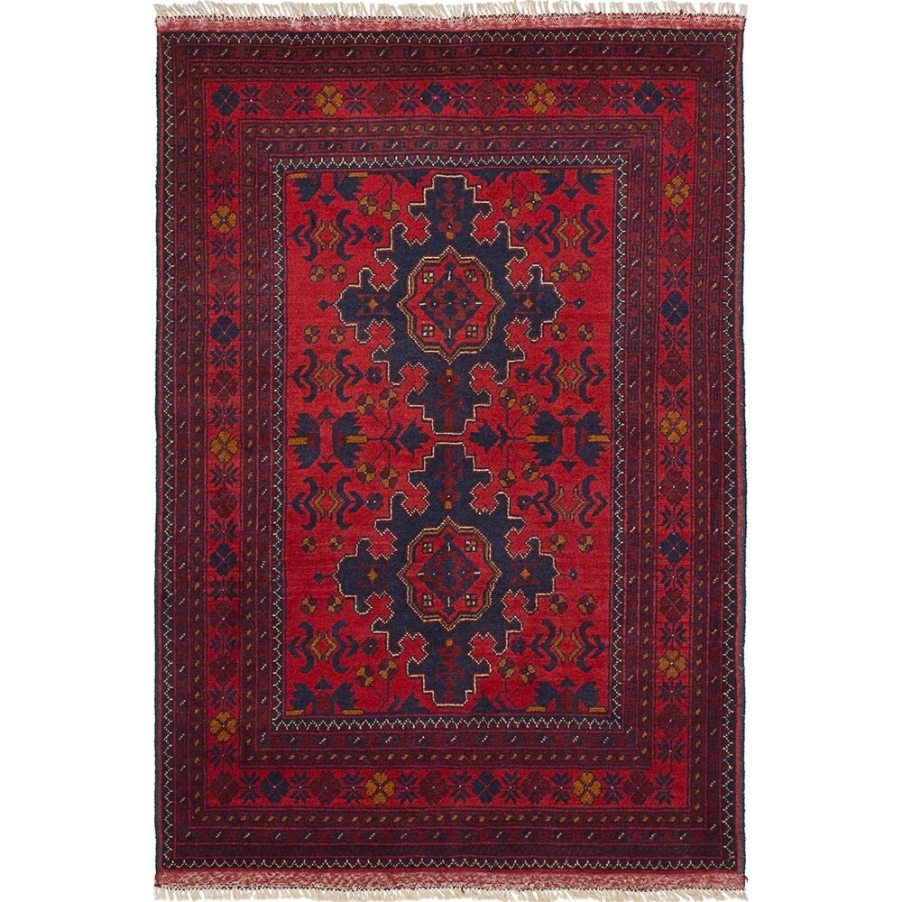 Hand-knotted Finest Khal Mohammadi Red Wool Rug - 3'4" x 4'10"