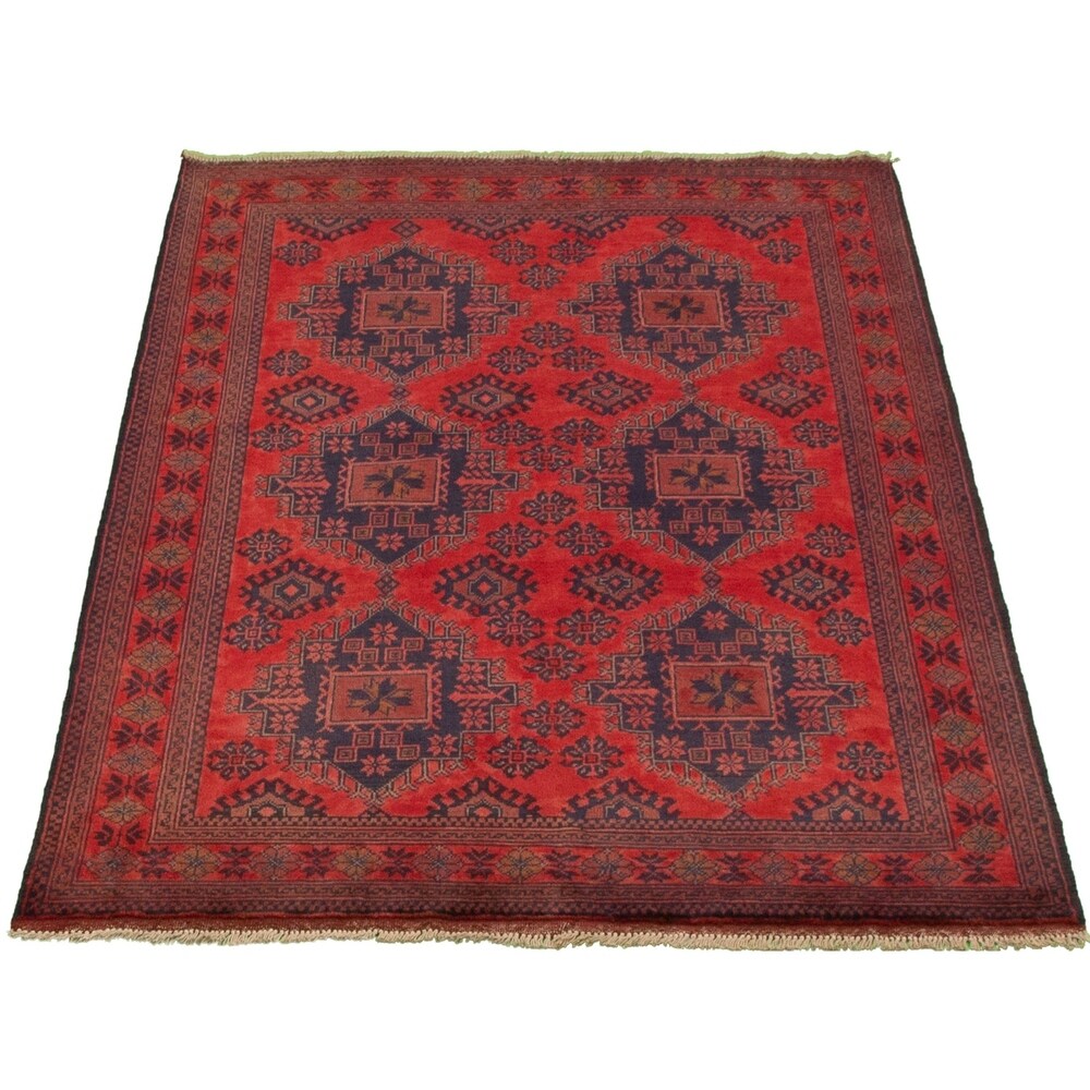 Hand-knotted Finest Khal Mohammadi Red Wool Rug - 4'2" x 6'4"/4'2 x 6'4