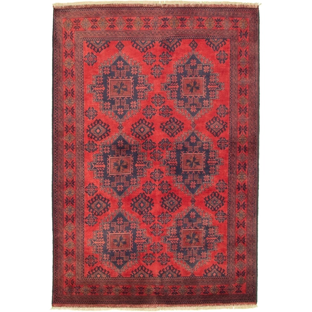 Hand-knotted Finest Khal Mohammadi Red Wool Rug - 4'2" x 6'4"/4'2 x 6'4