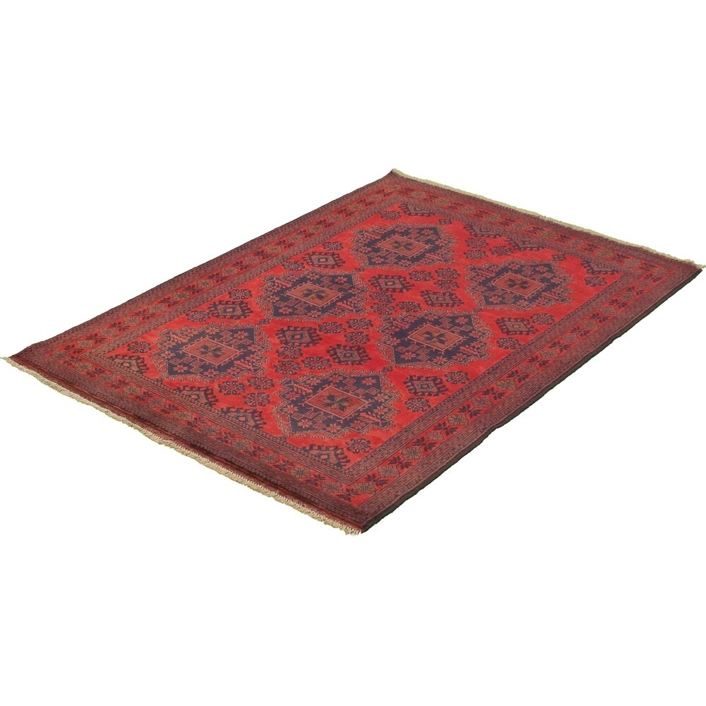 Hand-knotted Finest Khal Mohammadi Red Wool Rug - 4'2" x 6'4"/4'2 x 6'4