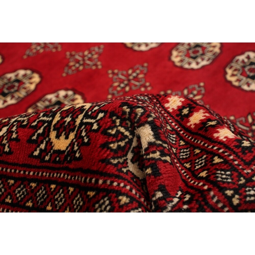 eCarpetGallery Hand-knotted Finest Peshawar Bokhara Red Wool Rug - 8'1 x 11'4
