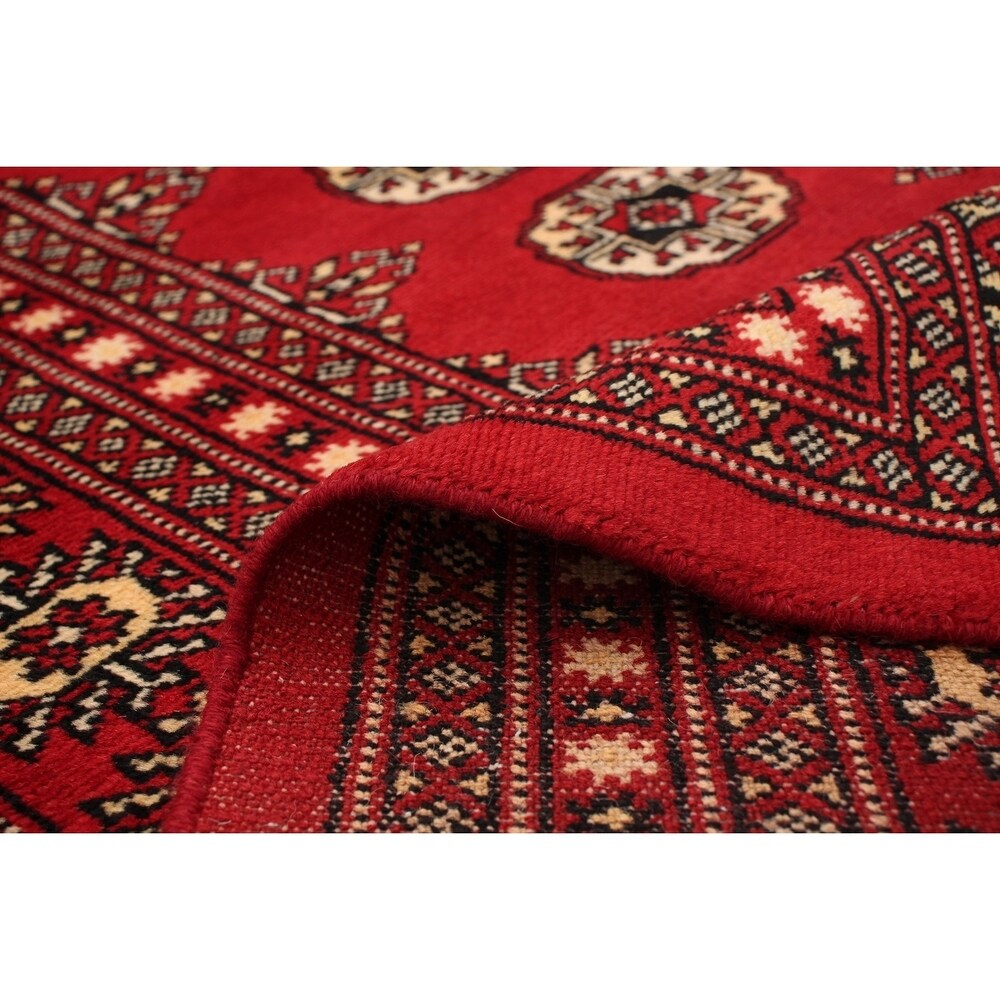 eCarpetGallery Hand-knotted Finest Peshawar Bokhara Red Wool Rug - 8'1 x 11'4