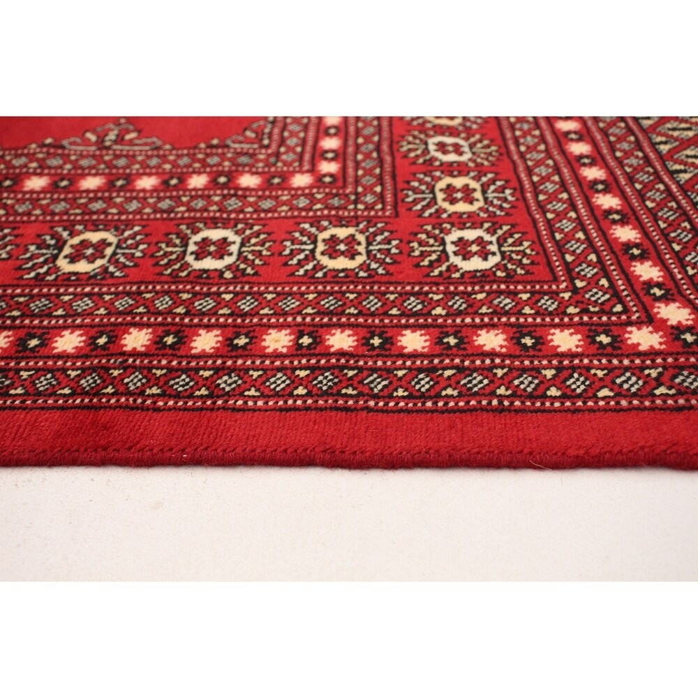 eCarpetGallery Hand-knotted Finest Peshawar Bokhara Red Wool Rug - 8'1 x 11'4