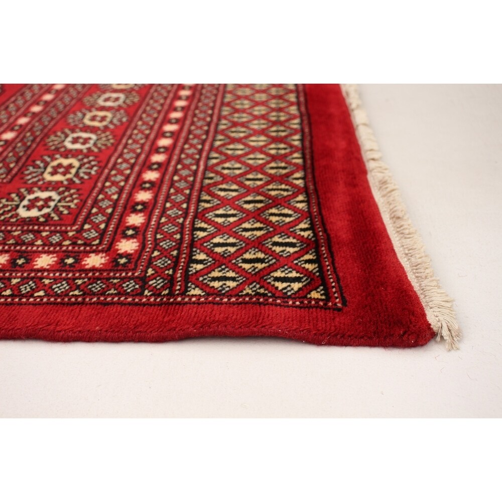 eCarpetGallery Hand-knotted Finest Peshawar Bokhara Red Wool Rug - 8'1 x 11'4