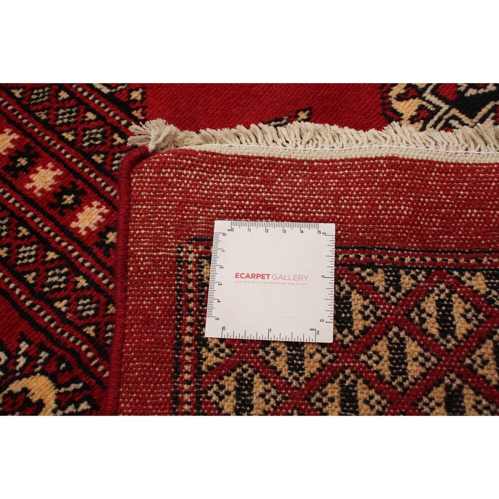 eCarpetGallery Hand-knotted Finest Peshawar Bokhara Red Wool Rug - 8'1 x 11'4
