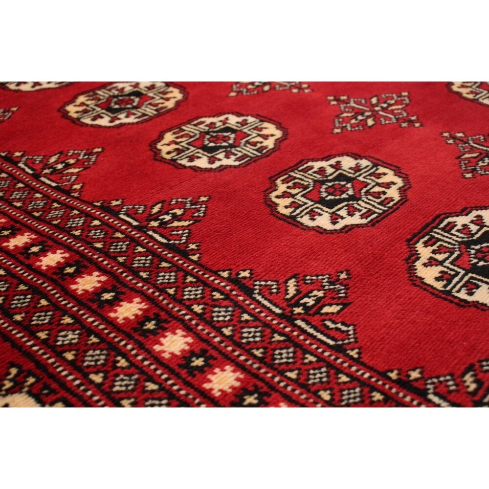 eCarpetGallery Hand-knotted Finest Peshawar Bokhara Red Wool Rug - 8'1 x 11'4