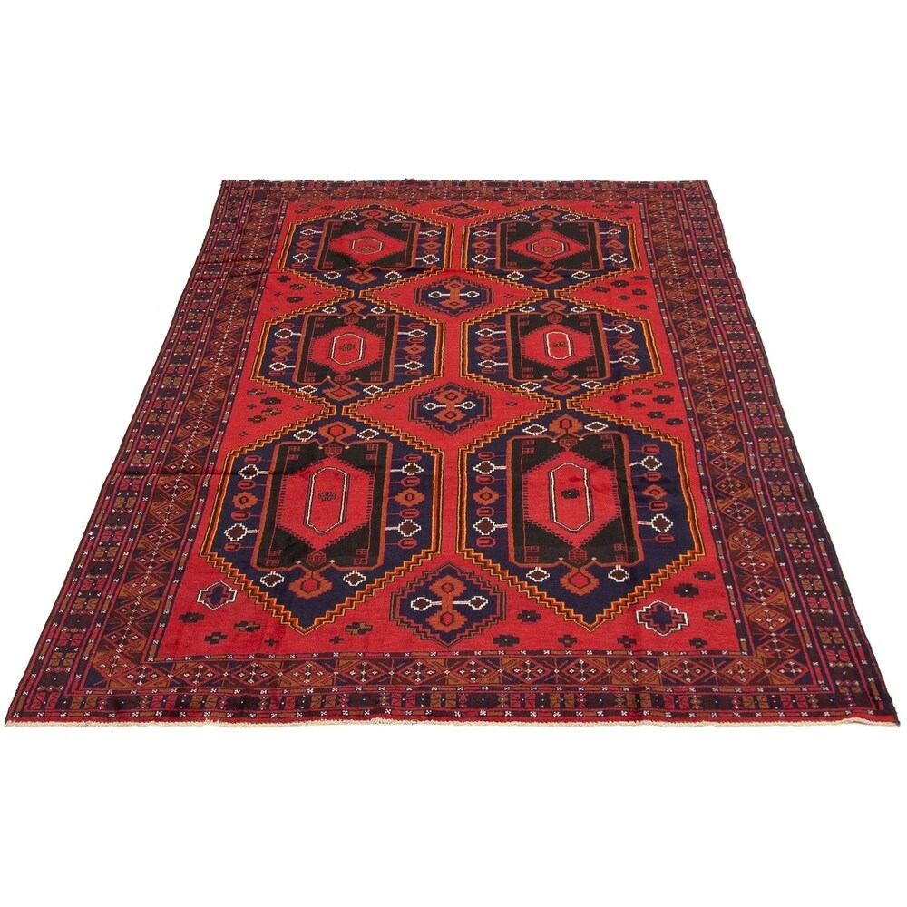 eCarpetGallery Hand-knotted Finest Rizbaft Red Wool Rug - 6'8 x 10'1