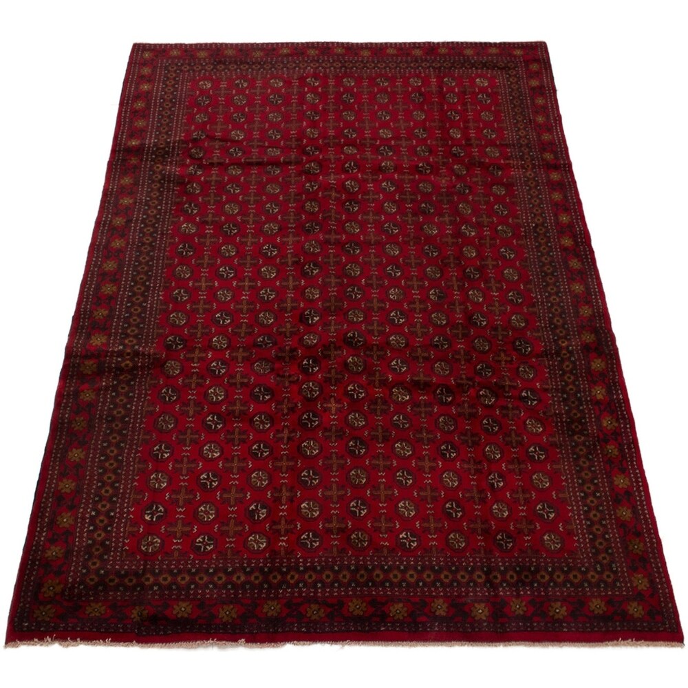 eCarpetGallery Hand-knotted Finest Rizbaft Red Wool Rug - 6'9 x 10'1