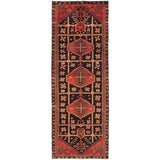 eCarpetGallery Hand-knotted Hamadan Black, Red Wool Rug - 3'7 x 10'1