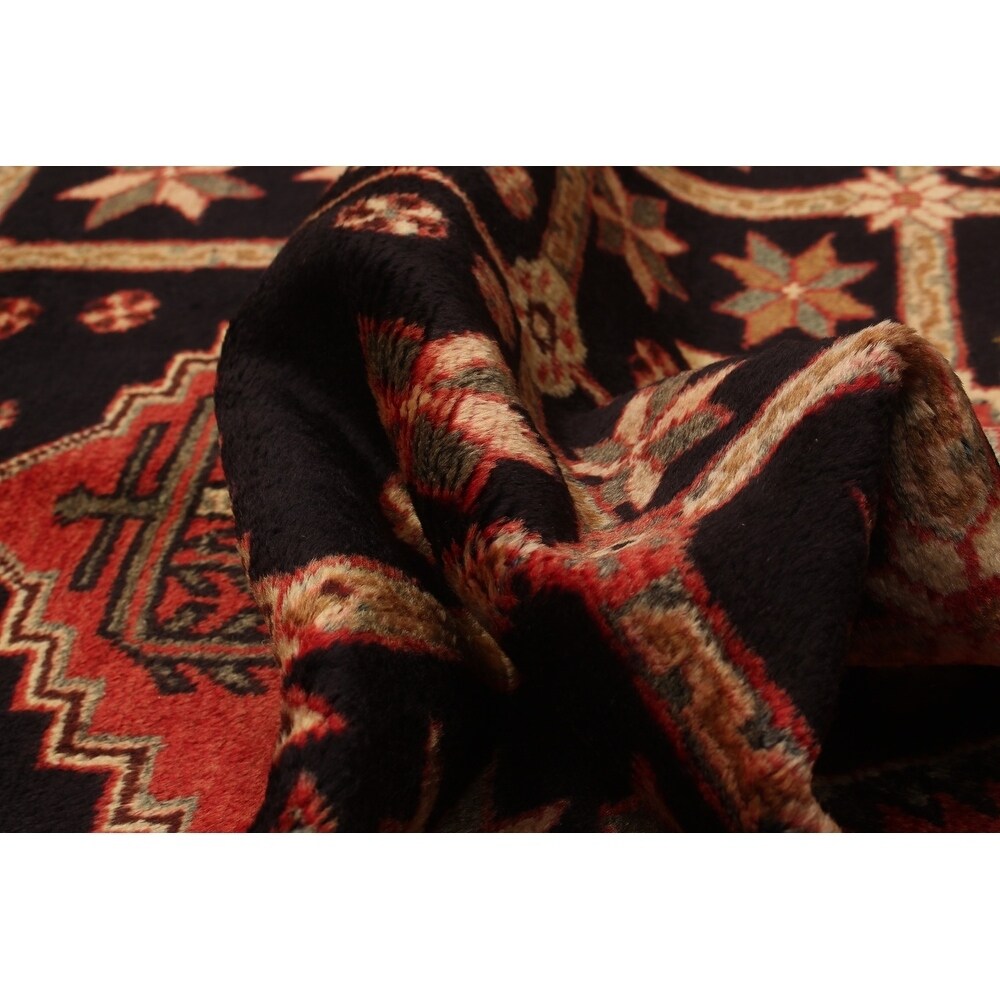 eCarpetGallery Hand-knotted Hamadan Black, Red Wool Rug - 3'7 x 10'1