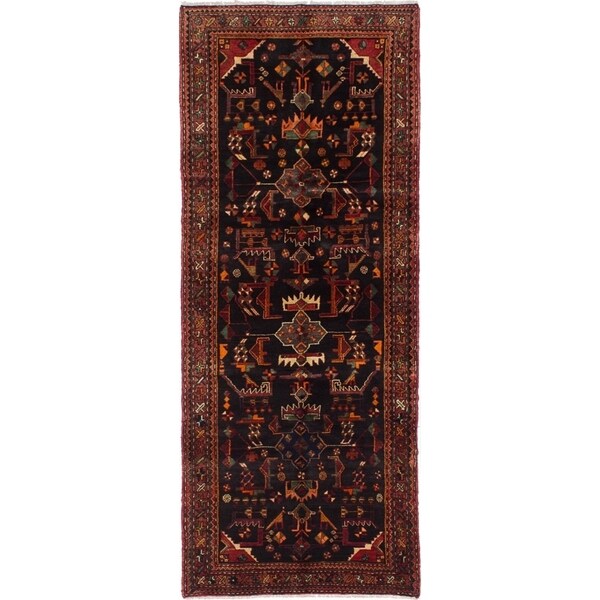 eCarpetGallery Hand-knotted Hamadan Black Wool Rug - 3'10 x 9'7