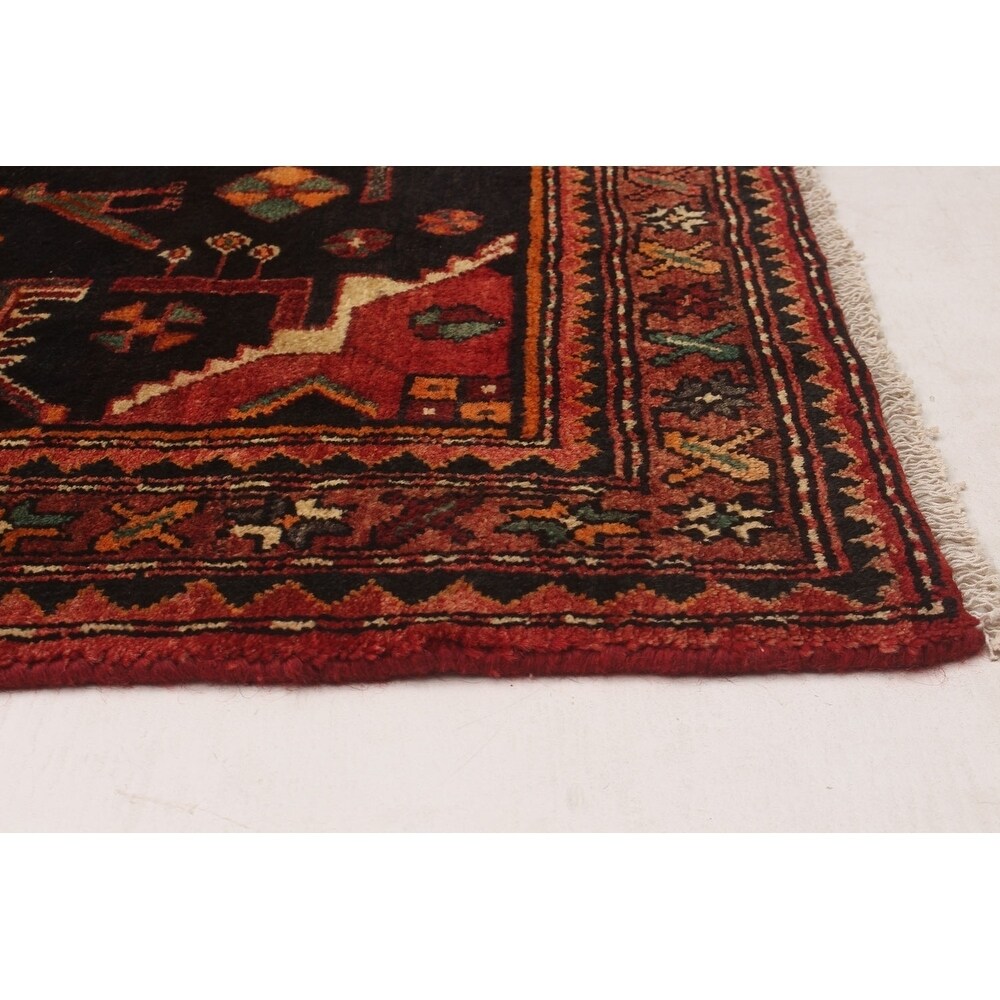 eCarpetGallery Hand-knotted Hamadan Black Wool Rug - 3'10 x 9'7
