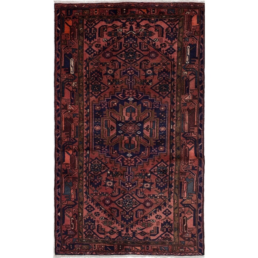 eCarpetGallery Hand-knotted Hamadan Blue, Dark Copper Wool Rug - 4'3 x 7'3