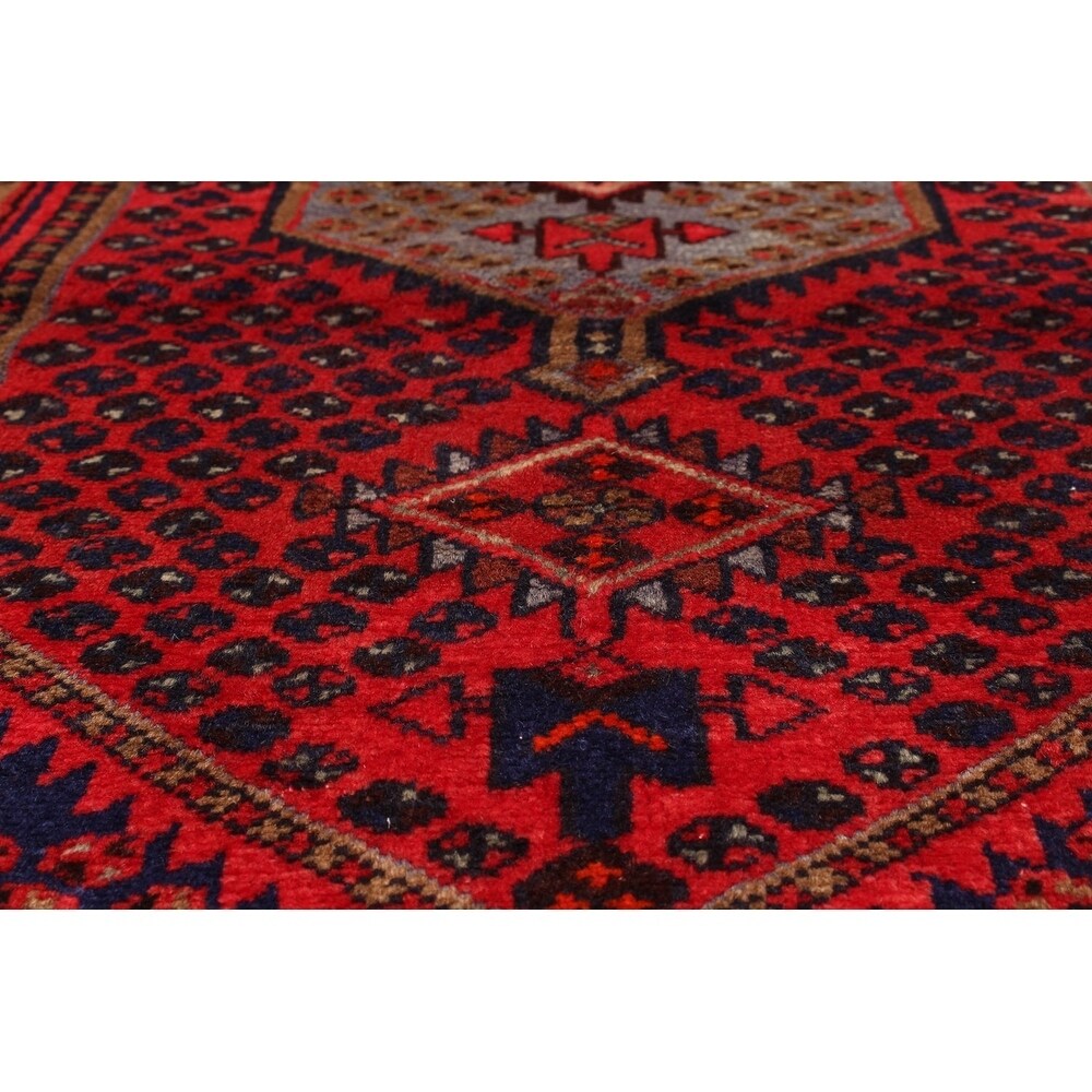 eCarpetGallery Hand-knotted Hamadan Dark Burgundy Wool Rug - 3'8 x 6'10
