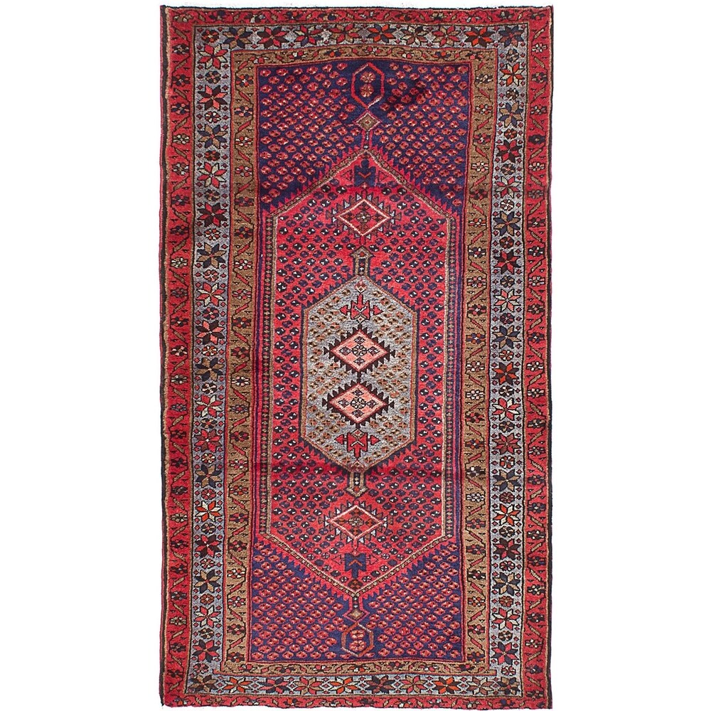 eCarpetGallery Hand-knotted Hamadan Dark Burgundy Wool Rug - 3'8 x 6'10