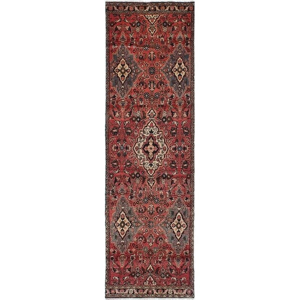 eCarpetGallery Hand-knotted Hamadan Dark Copper Wool Rug - 3'0 x 10'1