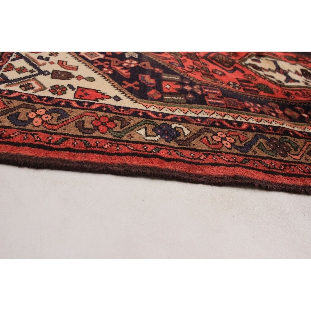 Hand-knotted Hamadan Navy, Red Wool Rug - 3'3" x 4'8"/3'3 x 4'8