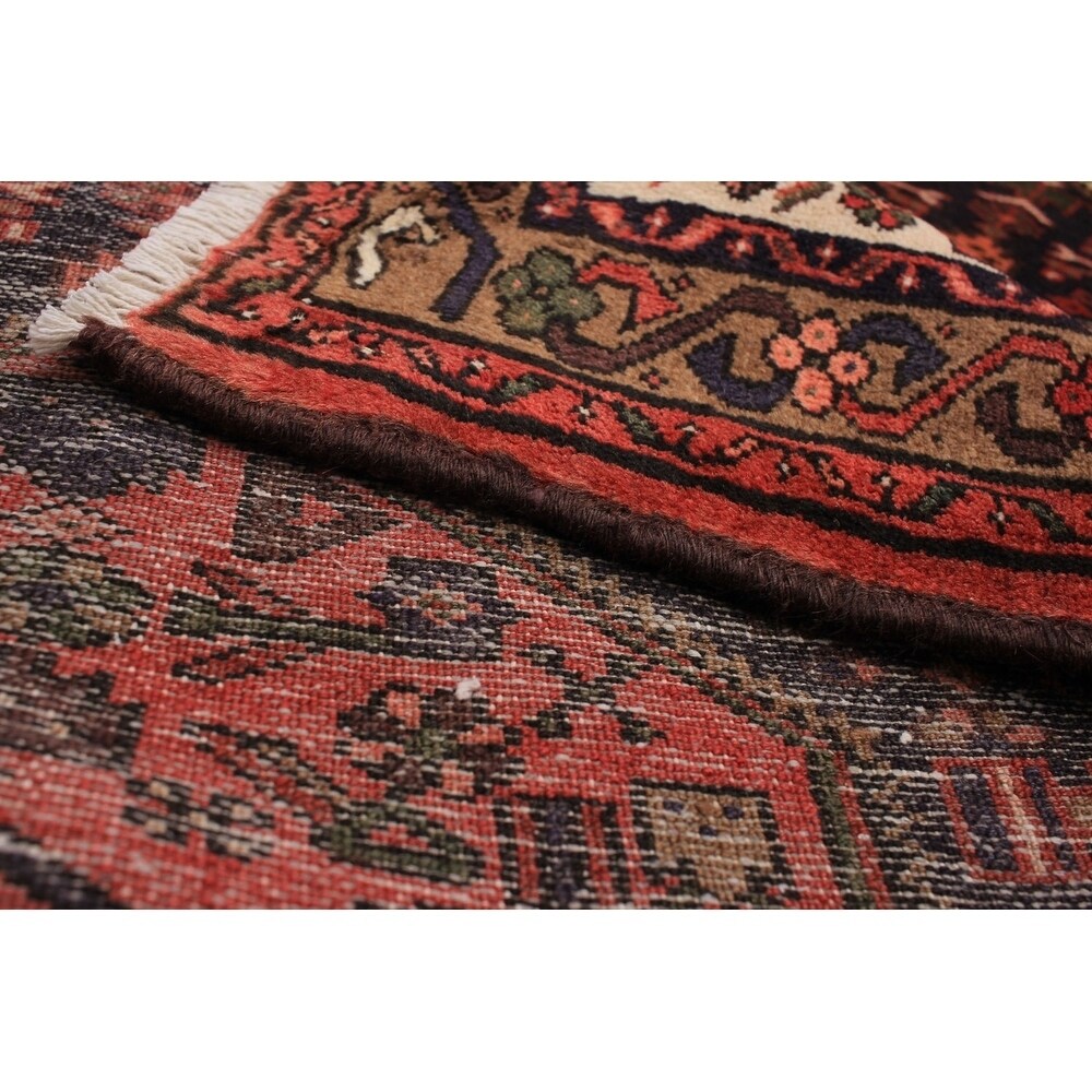 Hand-knotted Hamadan Navy, Red Wool Rug - 3'3" x 4'8"/3'3 x 4'8