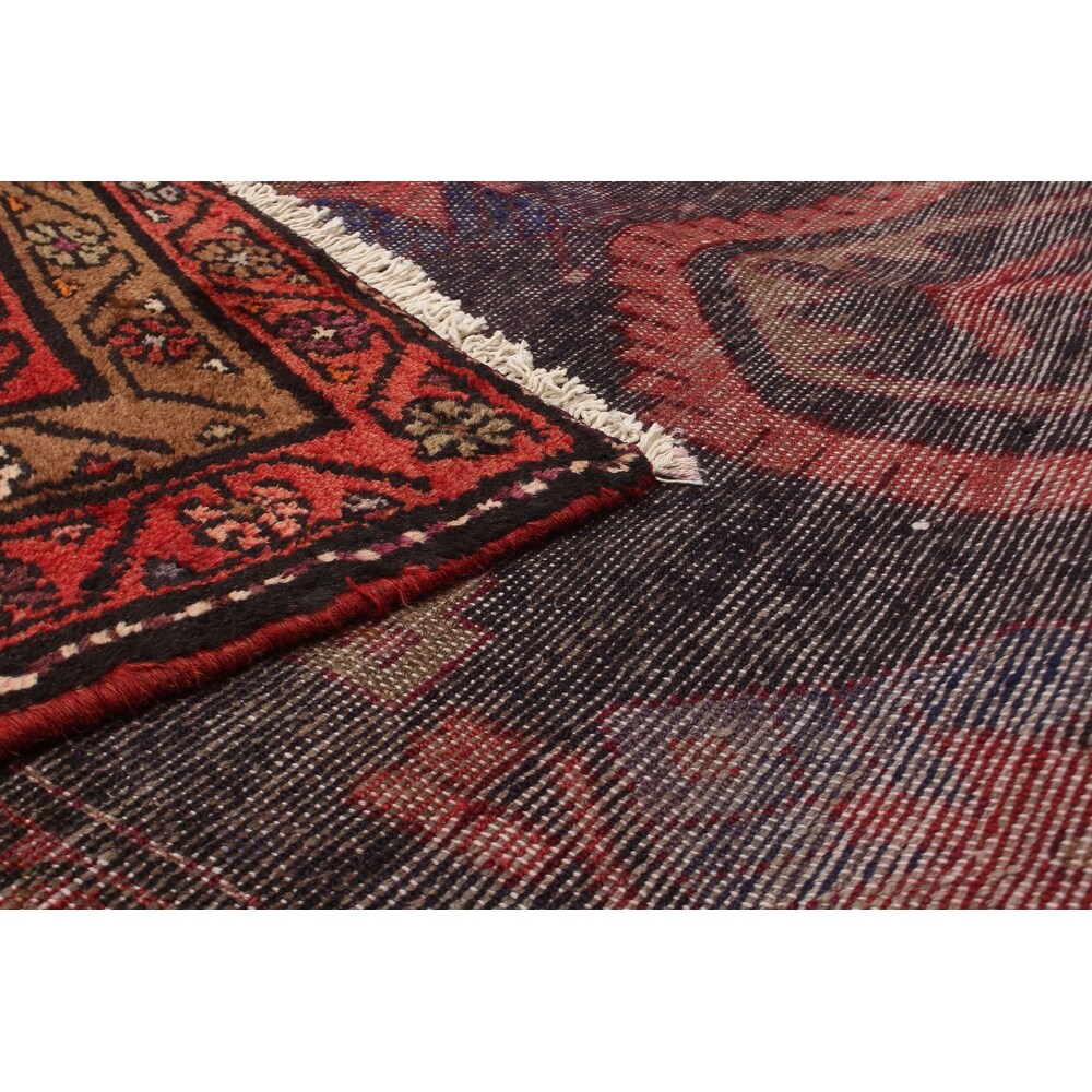 ECARPETGALLERY Hand-knotted Hamadan Navy Wool Rug - 3'9 x 10'1