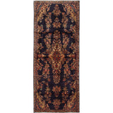 Hand-knotted Hamadan Navy Wool Rug - 3'10 x 9'4