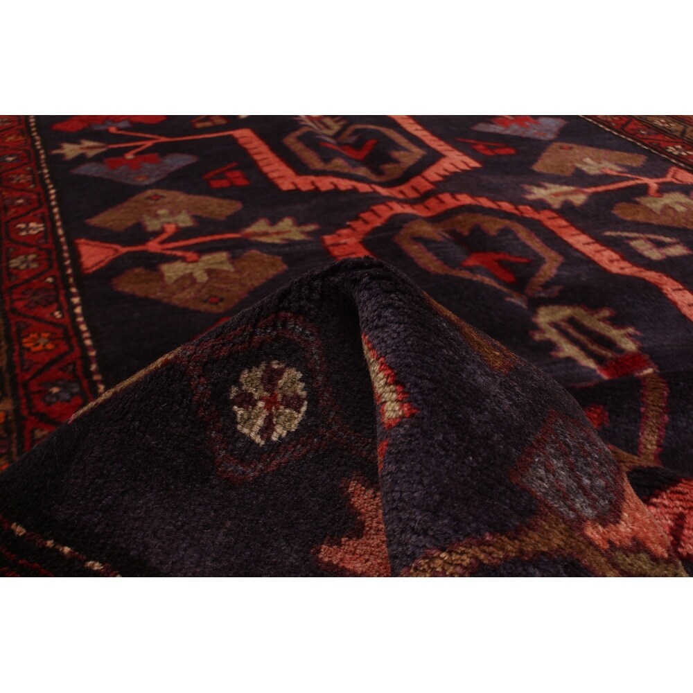 ECARPETGALLERY Hand-knotted Hamadan Navy Wool Rug - 3'9 x 10'1