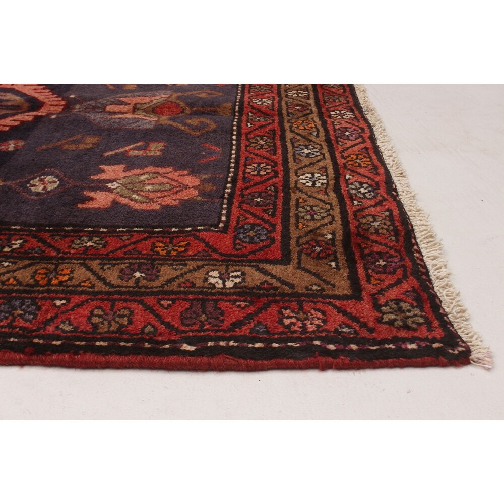 ECARPETGALLERY Hand-knotted Hamadan Navy Wool Rug - 3'9 x 10'1