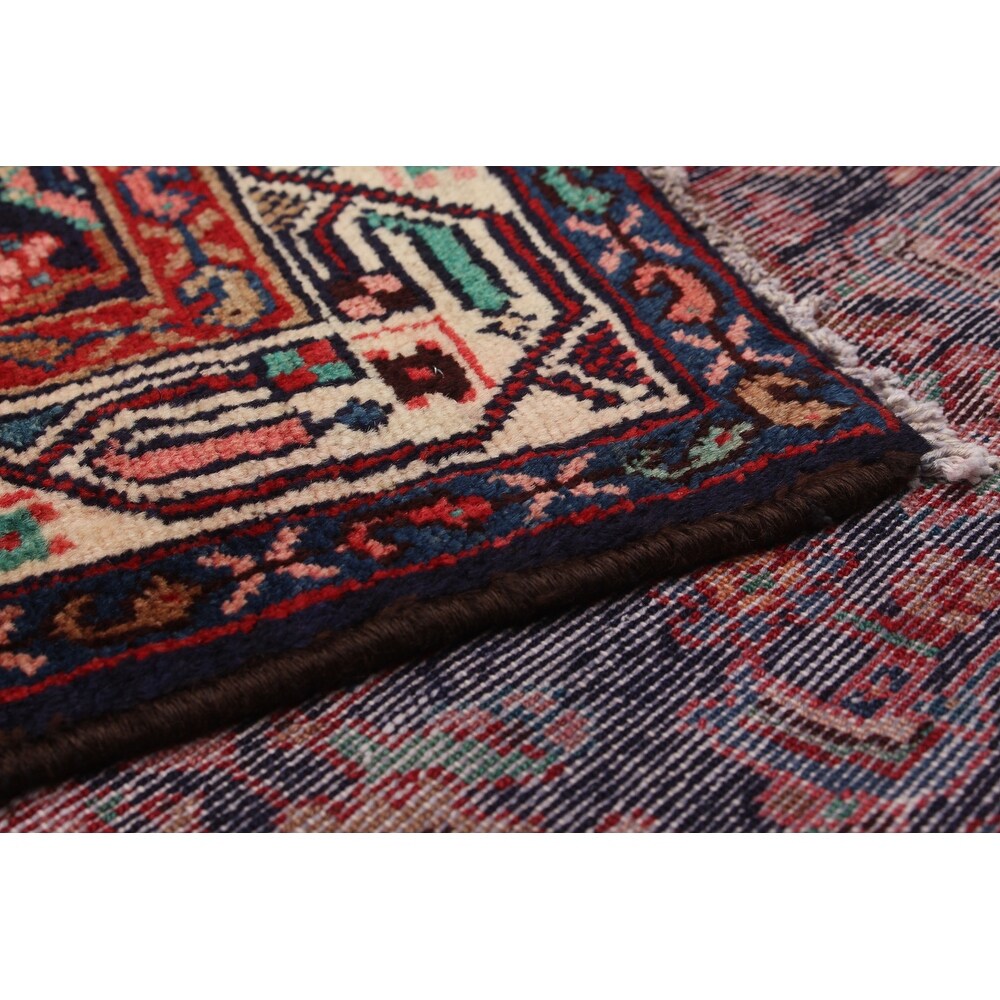 Hand-knotted Hamadan Navy Wool Rug - 3'6 x 10'3