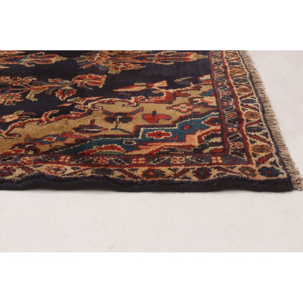 Hand-knotted Hamadan Navy Wool Rug - 3'10 x 9'4