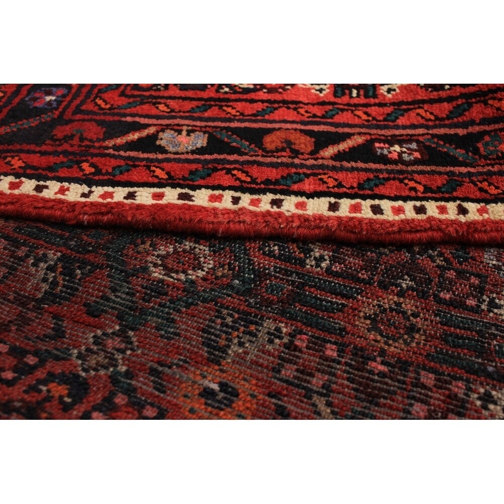 eCarpetGallery Hand-knotted Hamadan Dark Red Wool Rug - 2'6 x 9'10