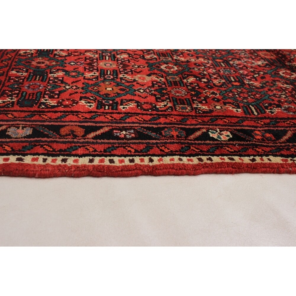 eCarpetGallery Hand-knotted Hamadan Dark Red Wool Rug - 2'6 x 9'10
