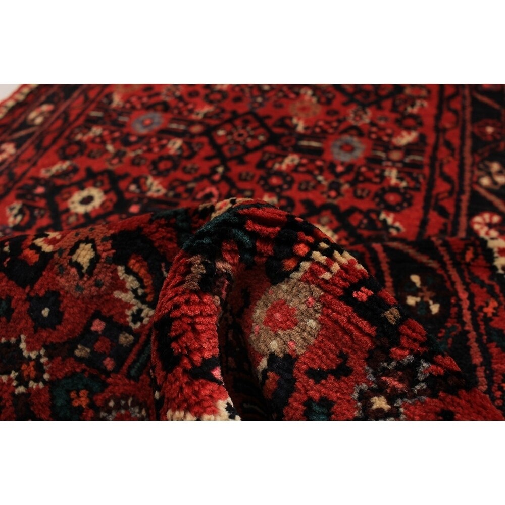 eCarpetGallery Hand-knotted Hamadan Dark Red Wool Rug - 2'6 x 9'10