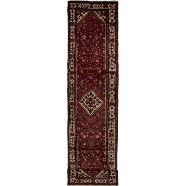 eCarpetGallery Hand-knotted Hamadan Red Wool Rug - 2'6 x 10'9