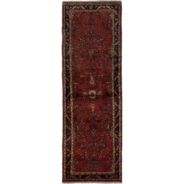 eCarpetGallery Hand-knotted Hamadan Red Wool Rug - 2'6 x 8'2
