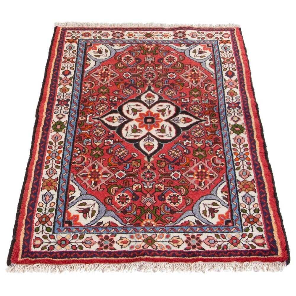 eCarpetGallery Hand-knotted Hamadan Red Wool Rug - 3'3 x 5'2