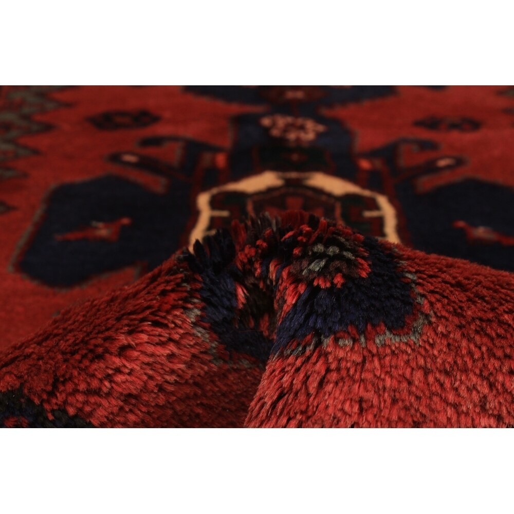 Hand-knotted Hamadan Red Wool Rug - 3'4 x 5'1/3'4" x 5'1"