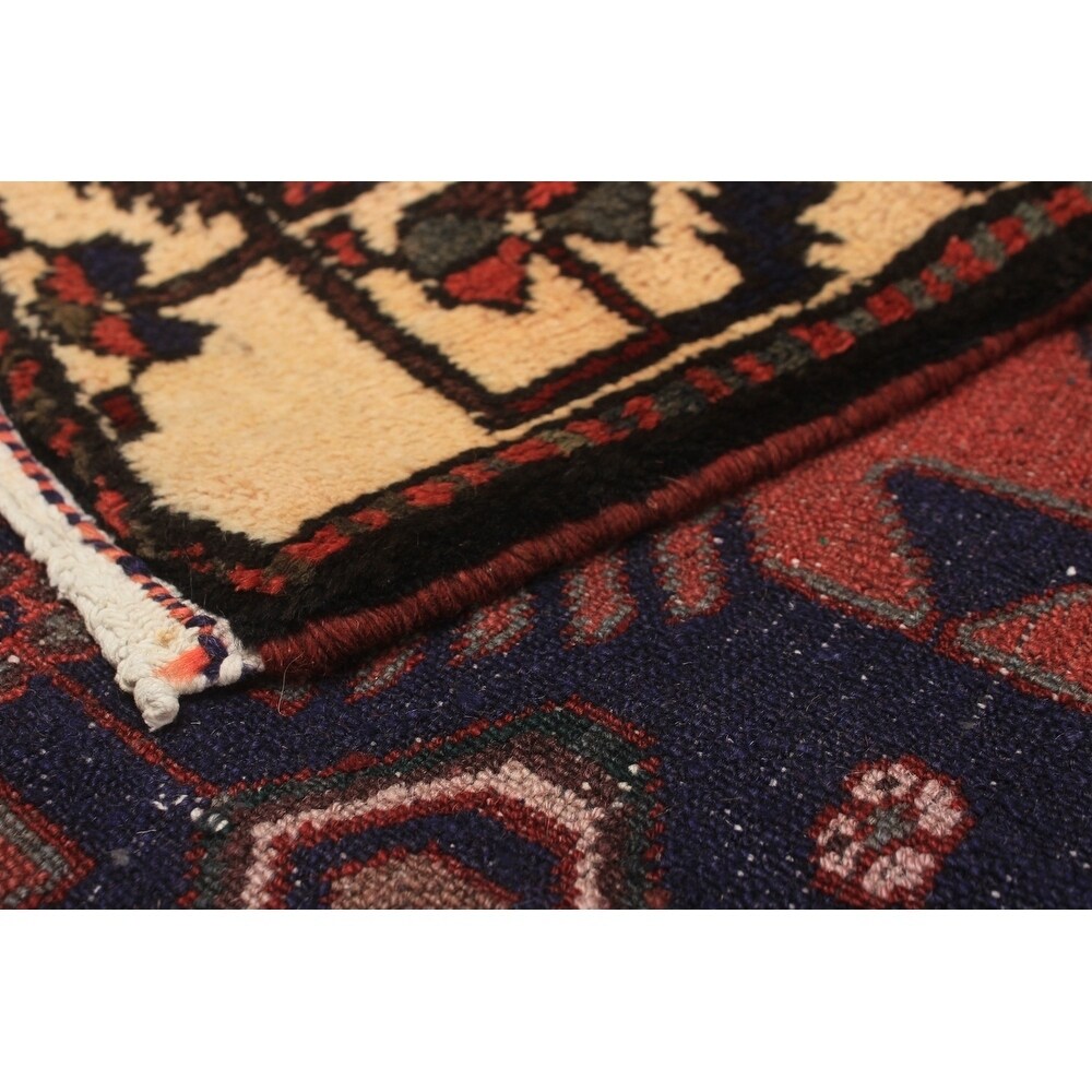 Hand-knotted Hamadan Red Wool Rug - 3'4 x 5'1/3'4" x 5'1"