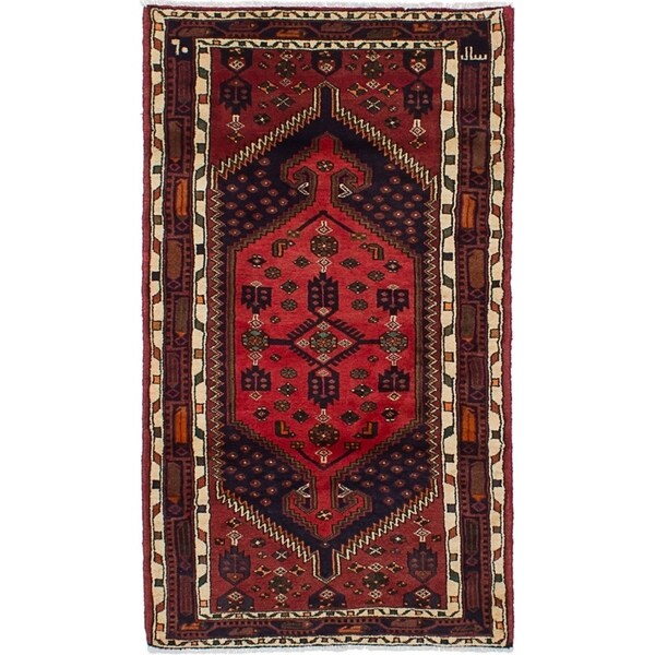 eCarpetGallery Hand-knotted Hamadan Red Wool Rug (3'5 x 5'11)