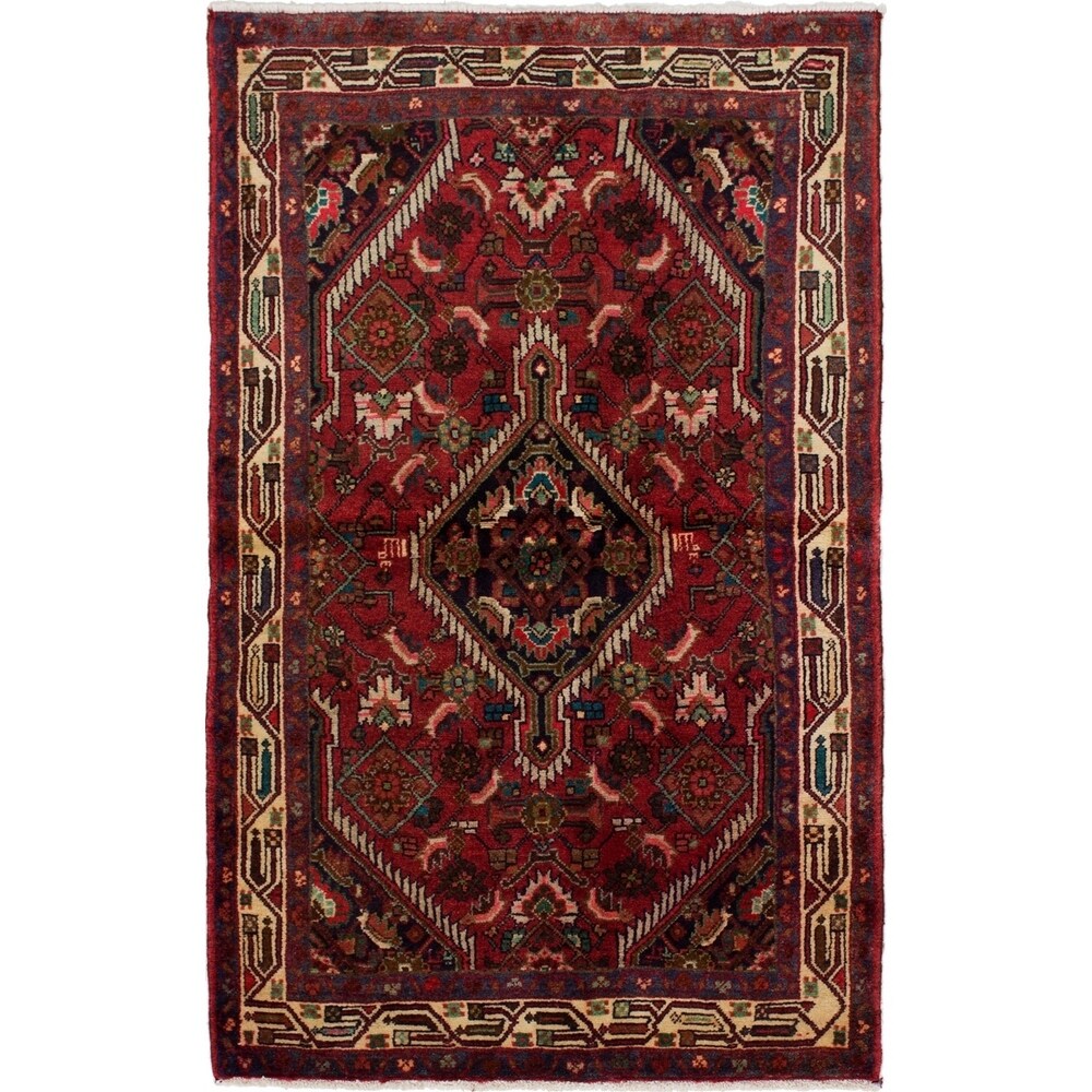 eCarpetGallery Hand-knotted Hamadan Red Wool Rug - 3'5 x 5'5