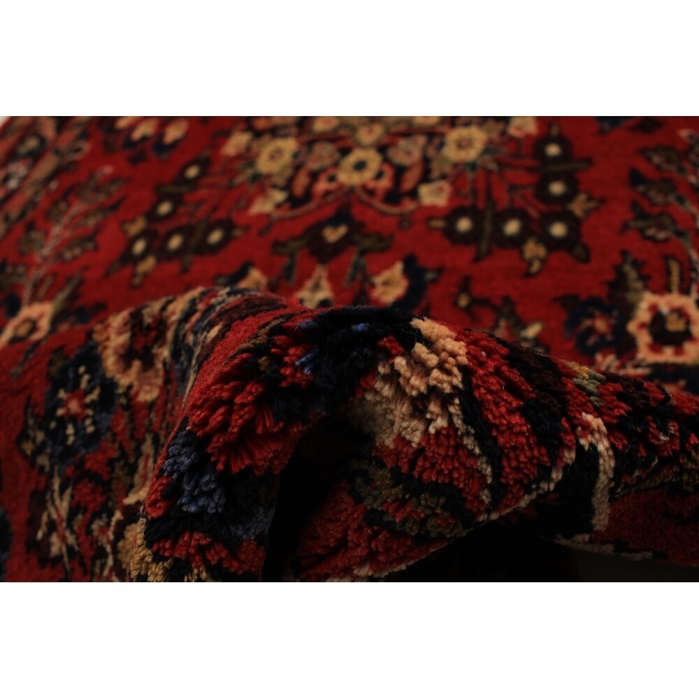 eCarpetGallery Hand-knotted Hamadan Red Wool Rug - 3'5 x 8'2