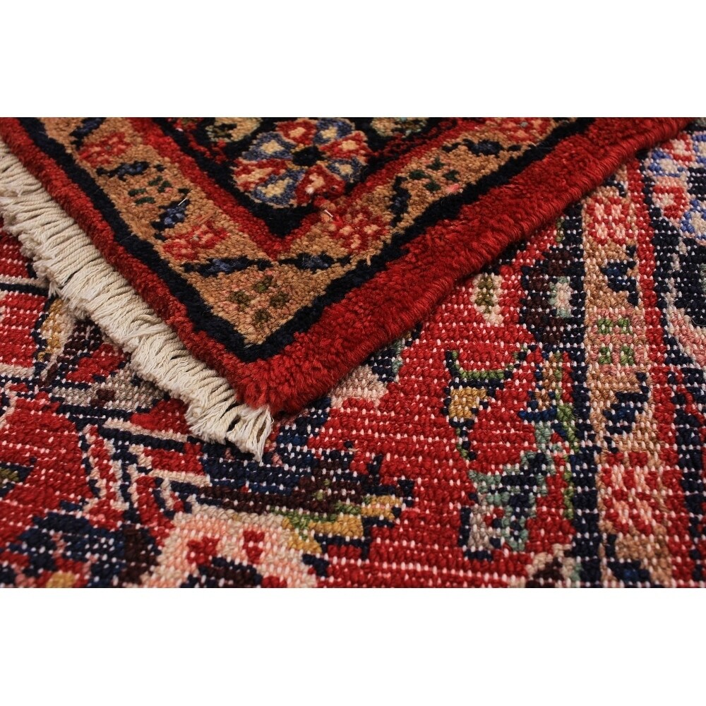 eCarpetGallery Hand-knotted Hamadan Red Wool Rug - 3'5 x 8'2