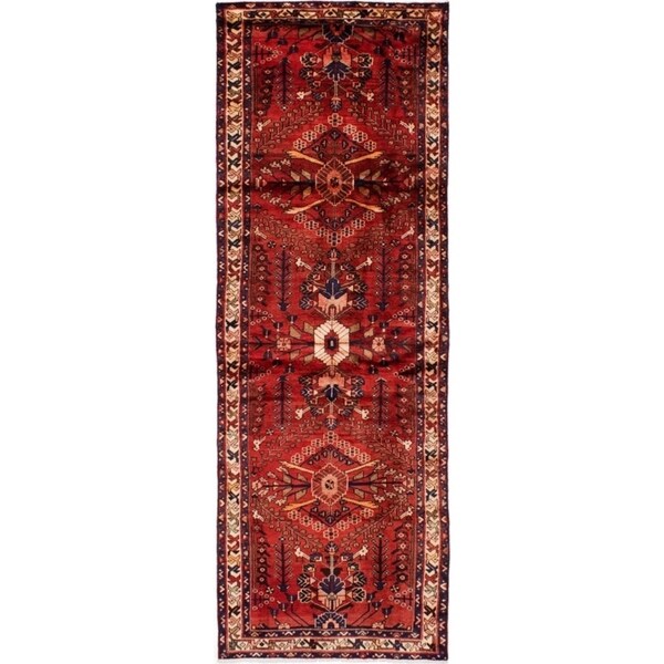 eCarpetGallery Hand-knotted Hamadan Red Wool Rug - 3'7 x 10'3
