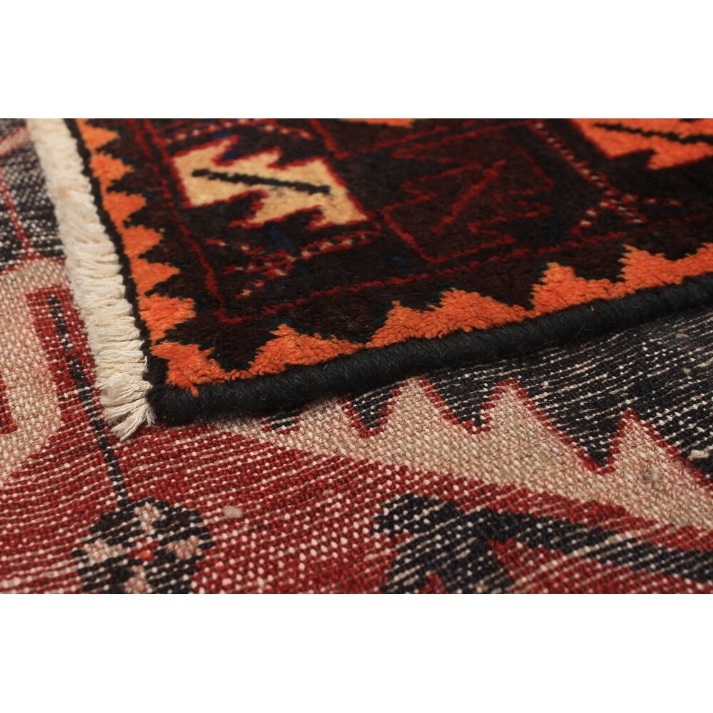 Hand-knotted Hamadan Red Wool Rug - 3'9" x 4'10"